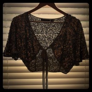 Betsey Johnson Silver sequins crop top